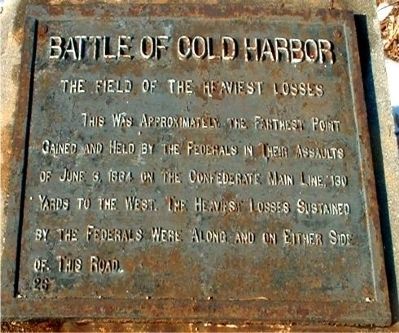 Battle of Cold Harbor Marker image. Click for full size.