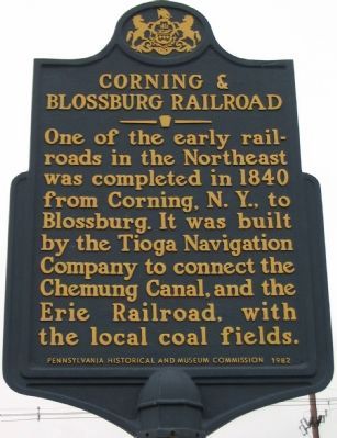 Corning & Blossburg Railroad Marker. Click for full size. Corning & Blossburg Railroad Marker image. Click for full size.