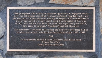 Civilian Conservation Corps Monument Marker. Click for full size. Civilian Conservation Corps Monument Marker image. Click for full size.