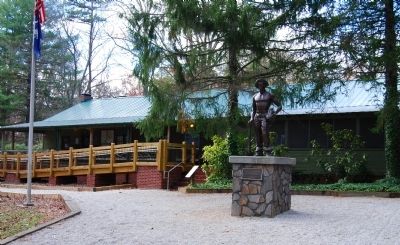 Civilian Conservation Corps Monument with State Park Shop and Meeting Room image. Click for full size.