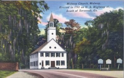 Midway Church, Midway. Erected in 1792 on U.S. Highway 17, South of Savannah, Ga. image. Click for full size.