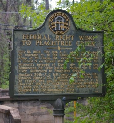 Federal Right Wing to Peachtree Creek Marker image. Click for full size.