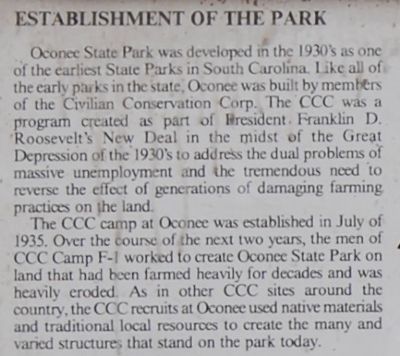The Oconee Waterwheel Marker: Establishment of the Park. Click for full size. The Oconee Waterwheel Marker: Establishment of the Park image. Click for full size.
