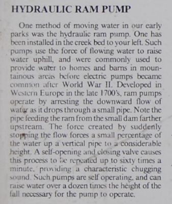 The Oconee Waterwheel Marker: Hydraulic Ram Pump. Click for full size. The Oconee Waterwheel Marker: Hydraulic Ram Pump image. Click for full size.