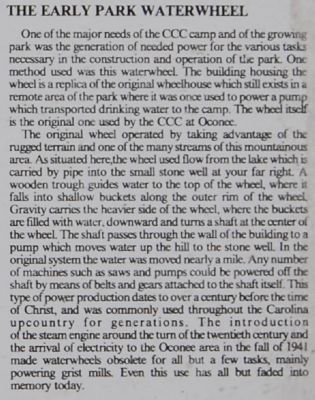 The Oconee Waterwheel Marker: The Early Park Waterfall. Click for full size. The Oconee Waterwheel Marker: The Early Park Waterfall image. Click for full size.
