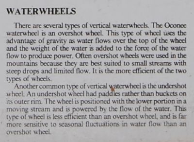 The Oconee Waterwheel Marker: Waterwheels. Click for full size. The Oconee Waterwheel Marker: Waterwheels image. Click for full size.