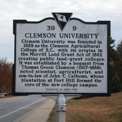 Clemson University Marker - Front image. Click for full size.