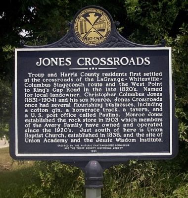 Jones Crossroads Marker. Click for full size. Jones Crossroads Marker image. Click for full size.