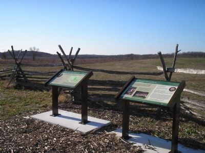 Markers on the Monmouth Battlefield image. Click for full size.