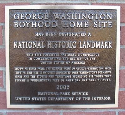 George Washington Boyhood Home Site Marker image. Click for full size.