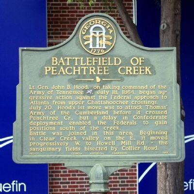 Battlefield of Peachtree Creek Marker. Click for full size. Battlefield of Peachtree Creek Marker image. Click for full size.