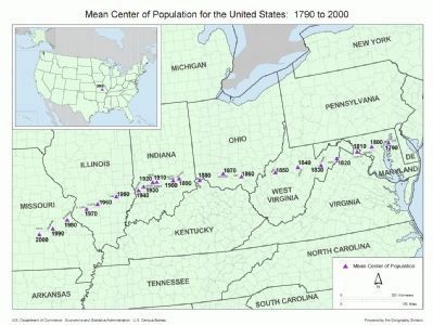 Mean Center of Population for the United States image. Click for full size.