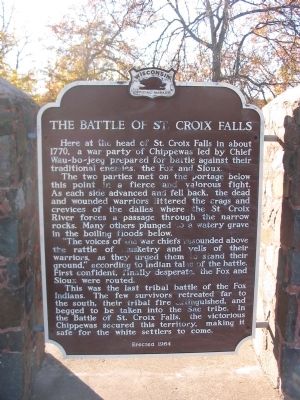 The Battle of St. Croix Falls Marker image. Click for full size.