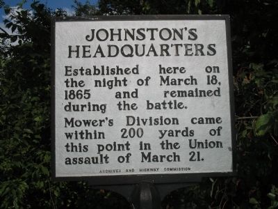 Johnston’s Headquarters Marker. Click for full size. Johnston’s Headquarters Marker image. Click for full size.