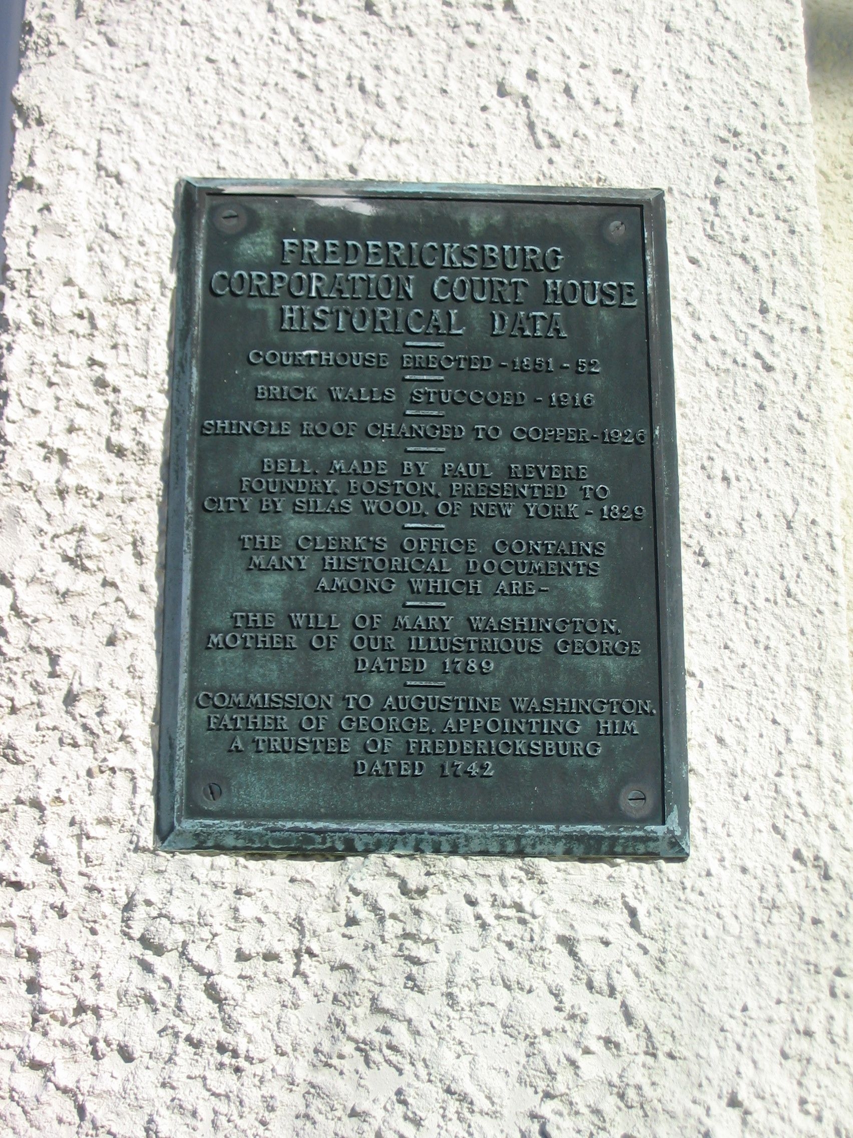 Corporation Court House, Right Side Plaque