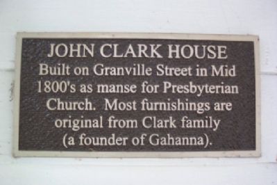 John Clark House Marker image. Click for full size.