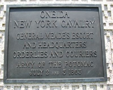 Oneida New York Cavalry Monument Plaque. Click for full size. Oneida New York Cavalry Monument Plaque image. Click for full size.
