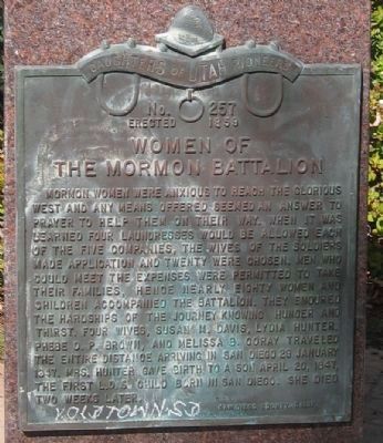 Front Marker: Women of the Mormon Battalion Marker. Click for full size. Front Marker: Women of the Mormon Battalion Marker image. Click for full size.