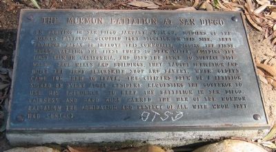 The Mormon Battalion at San Diego Marker image. Click for full size.