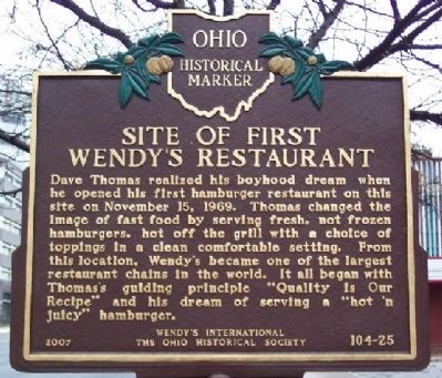 Site of First Wendy's Restaurant Marker image. Click for full size.