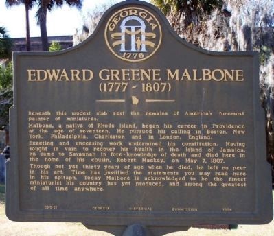 Edward Green Malbone (1777-1807) Marker image. Click for full size.