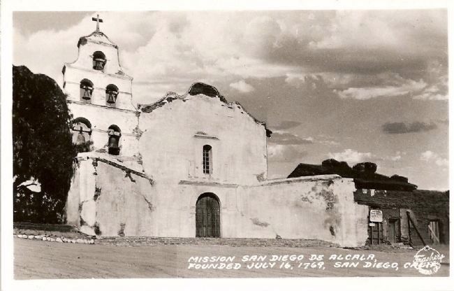 Postcard View of Front of Mission Church image. Click for full size.