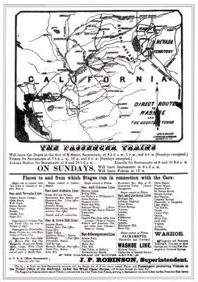 Advertising Map of the Sacramento Valley Railroad Route, 1863 image. Click for full size.