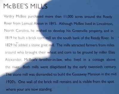 Hunting Grounds to Mill Town Marker - McBee's Mills image. Click for full size.