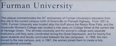 Furman University Marker. Click for full size. Furman University Marker image. Click for full size.