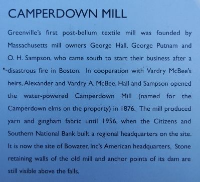 Old Mill Ruins Marker - Camperdown Mill. Click for full size. Old Mill Ruins Marker - Camperdown Mill image. Click for full size.