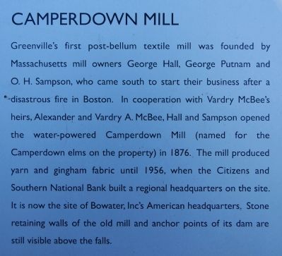 Old Mill Ruins Marker - Camperdown Mill image. Click for full size.
