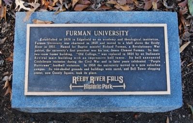 Furman University Marker. Click for full size. Furman University Marker image. Click for full size.