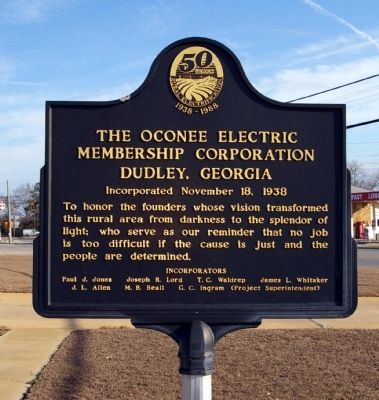 The Oconee Electric Membership Corporation Marker image. Click for full size.