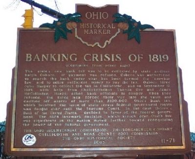 Banking Crisis of 1819 Marker (Side B ) image. Click for full size.