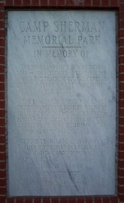 Camp Sherman Memorial Park Marker. Click for full size. Camp Sherman Memorial Park Marker image. Click for full size.