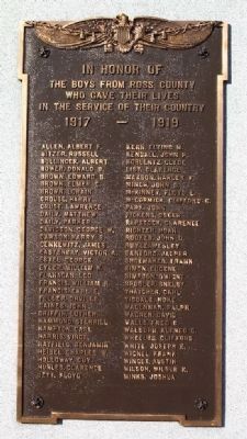Ross County World War I Memorial Honor Roll image. Click for full size.