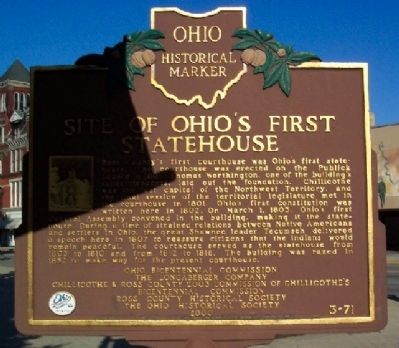 Site of Ohio's First Statehouse Marker image. Click for full size.