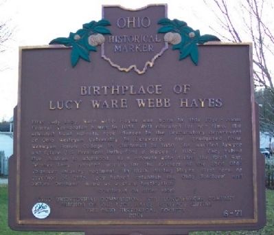 Birthplace of Lucy Ware Webb Hayes Marker (Side A) image. Click for full size.