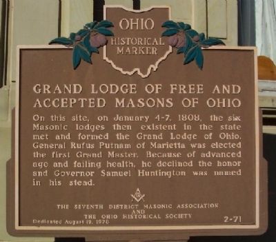 Grand Lodge of Free and Accepted Masons of Ohio Marker image. Click for full size.