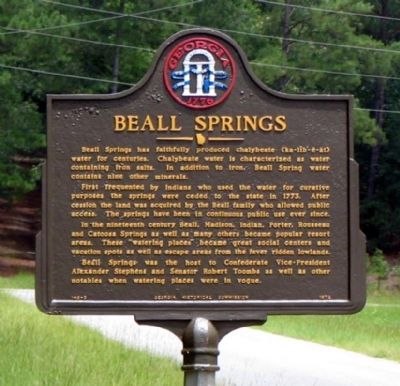 Beall Springs Marker. Click for full size. Beall Springs Marker image. Click for full size.