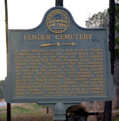 Fender Cemetery Marker image. Click for full size.