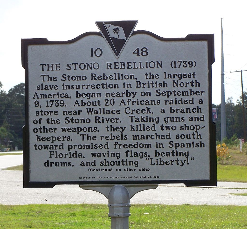 The Stono Rebellion Marker, front side