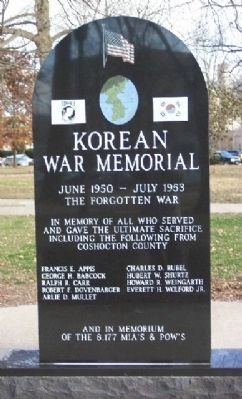 Coshocton County Korean War Memorial. Click for full size. Coshocton County Korean War Memorial image. Click for full size.