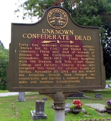Unknown Confederate Dead Marker. Click for full size. Unknown Confederate Dead Marker image. Click for full size.