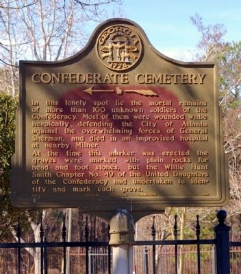 Confederate Cemetery Marker. Click for full size. Confederate Cemetery Marker image. Click for full size.