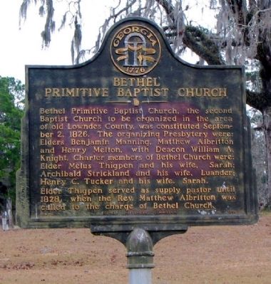 Bethel Primitive Baptist Church Marker image. Click for full size.