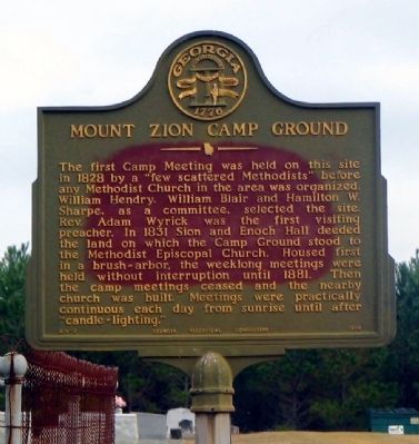 Mount Zion Camp Ground Marker image. Click for full size.