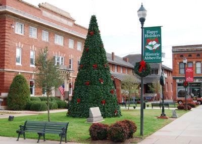 The Law Offices of John C. Calhoun Marker at<br>Base of Abbeville Christmas Tree image. Click for full size.