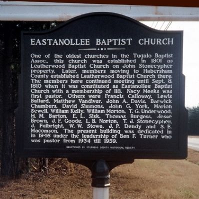 Eastanollee Baptist Church Marker image. Click for full size.
