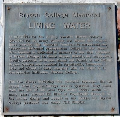 Bryson College Memorial Marker image. Click for full size.